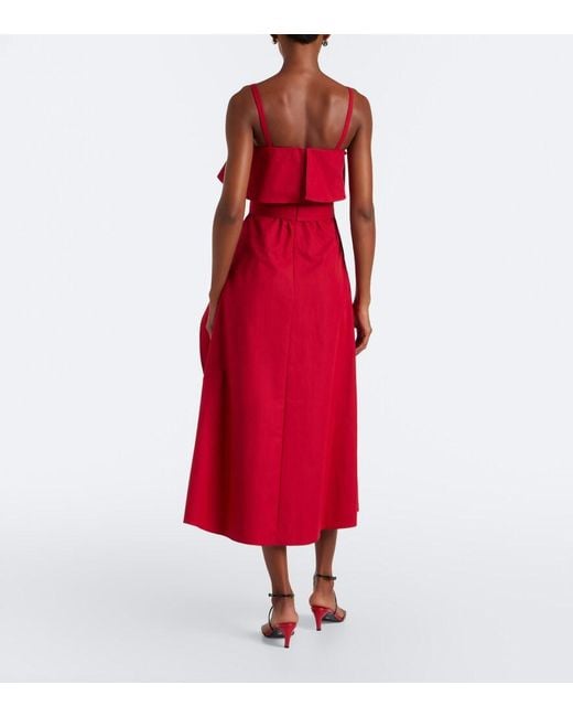 Proenza Schouler Red Reign Ruffled Cotton-Blend Midi Dress
