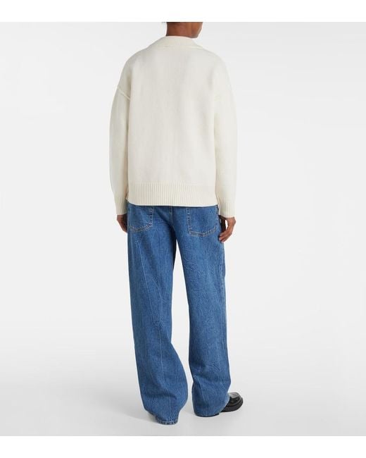 AMI Natural Ami De Cour Virgin Wool Cardigan