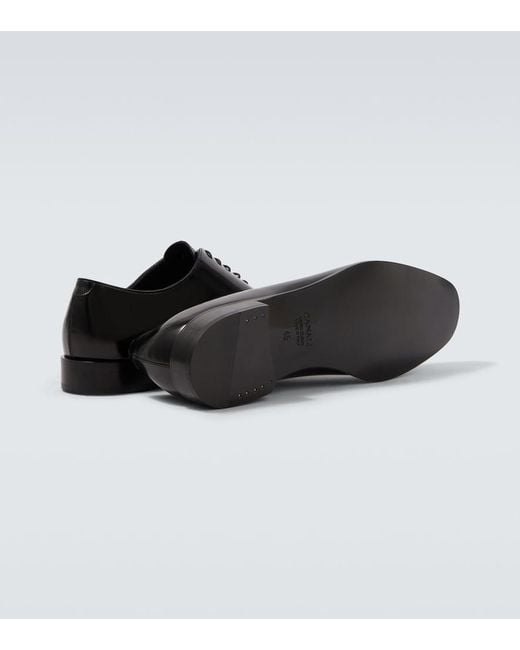 Canali Black Leather Oxford Shoes for men
