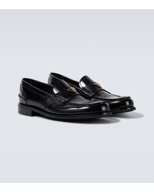 Prada Black Logo Leather Loafers for men