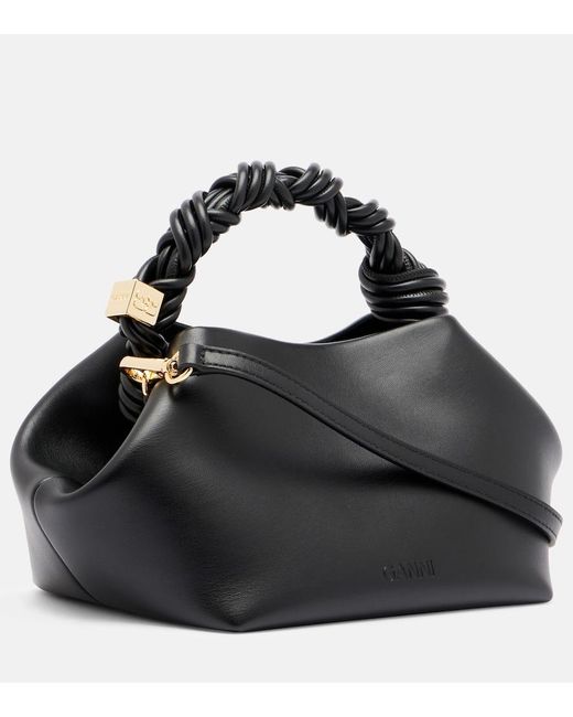 Ganni Black Bou Small Leather Tote Bag