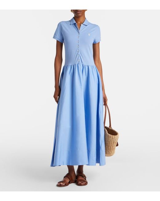 Polo Ralph Lauren Blue Cotton-Blend Shirt Dress