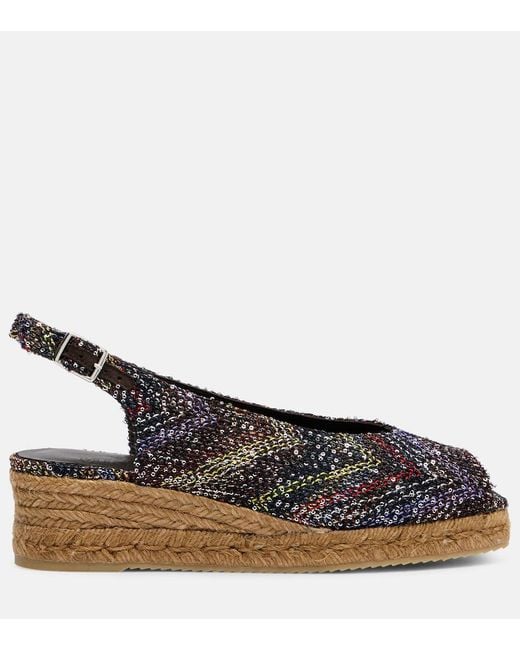 Missoni Black Joy 30 Sequined Espadrille Wedges
