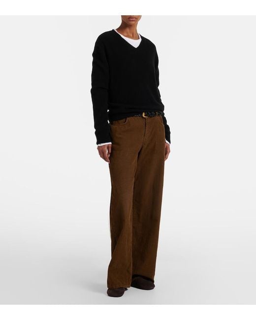 The Row Brown Eglitta Cotton Corduroy Wide-Leg Pants