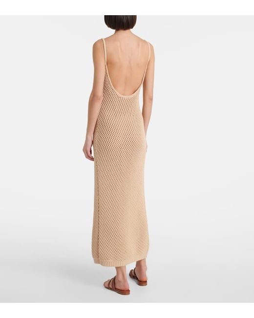 Elie Saab Natural Floral-Applique Mesh Gown