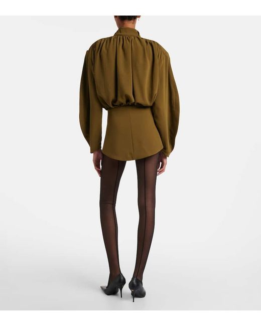 Mugler Green Bluse Re/Edit Hiver Russe Aus Crepe-Twill