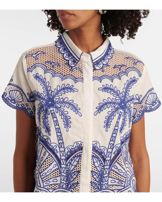 Farm Rio Blue Richelieu Cotton Shirt