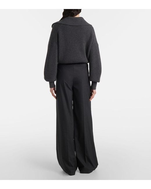 Joseph Black Alanel Virgin Wool Wide-Leg Pants