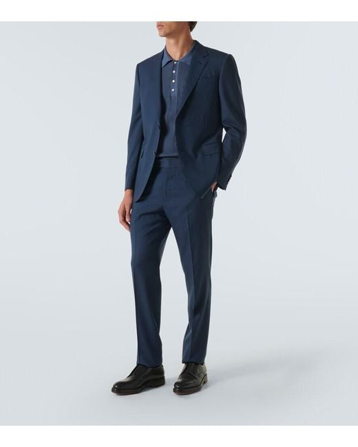 Zegna Blue Wool Suit for men