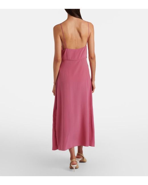 Chloé Pink Lace-Trimmed Silk Slip Dress