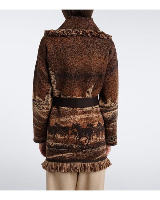 Alanui Brown Wild Wild Jacquard Wool-Blend Cardigan