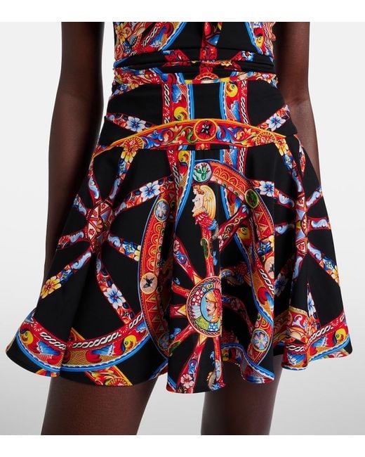 Dolce & Gabbana Red Printed Silk-Blend Minidress