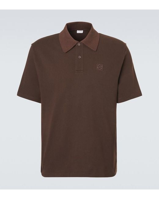 Loewe Brown Anagram Cotton Pique Polo Shirt for men