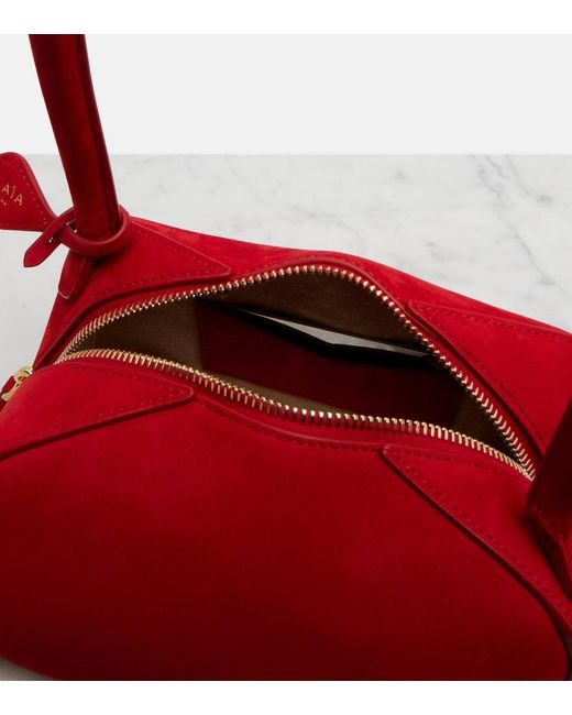 Alaïa Red Le Bouledogue Small Suede Shoulder Bag