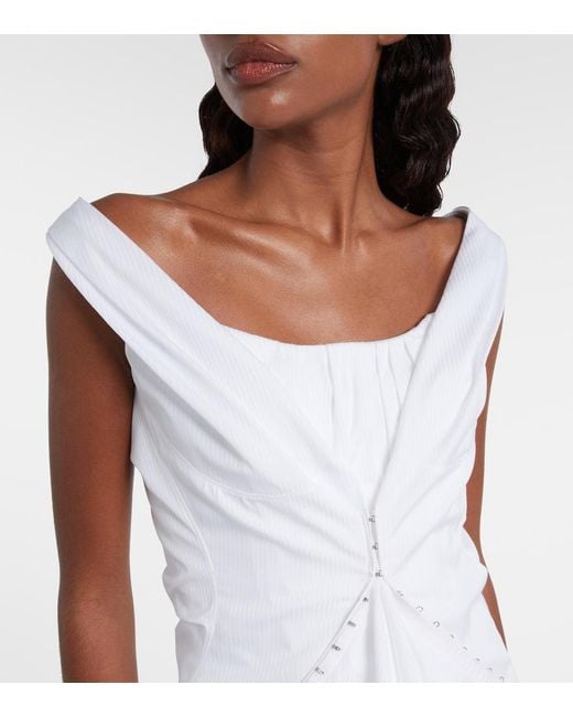 McQueen White Ruffled Cotton Minidress