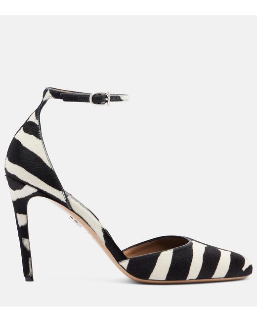 Ferragamo Metallic Zebra-Print Calf Hair Pumps