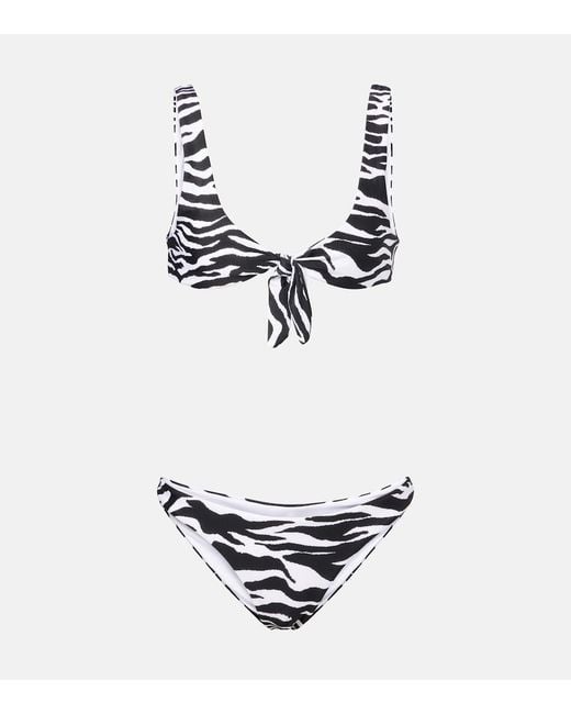 The Attico White Zebra-Print Bikini