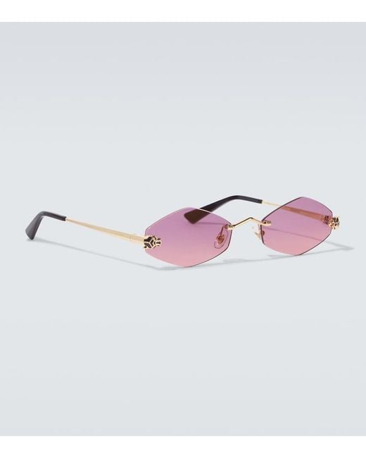Cartier Pink Rectangular Sunglasses for men