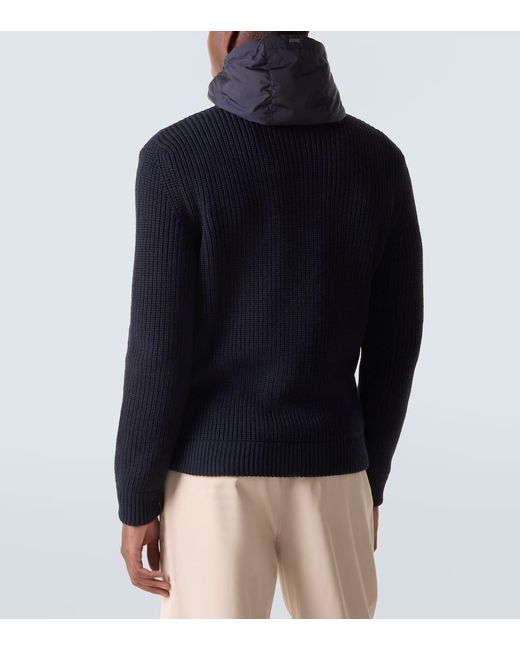 Herno Blue Ribbed-Knit Wool Jacket for men