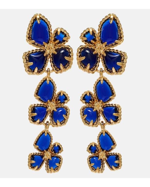 Zimmermann Blue Bloom Large Embellished Drop Earrings