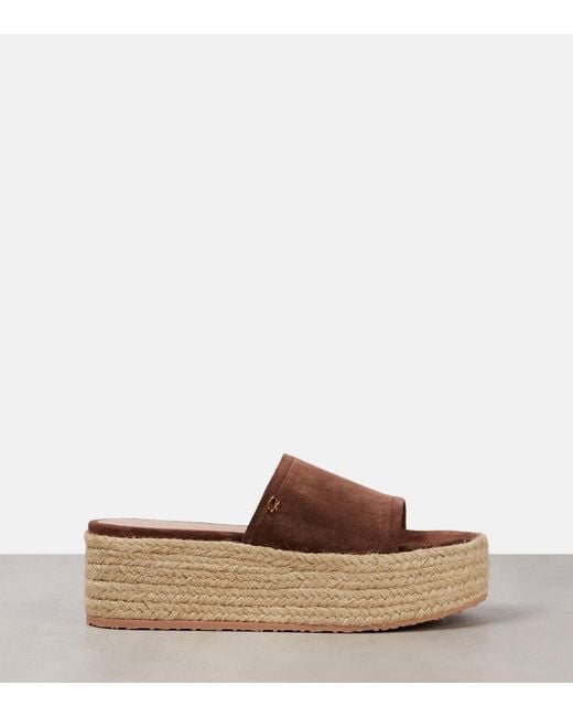 Gianvito Rossi Brown Suede Platform Espadrille Slides