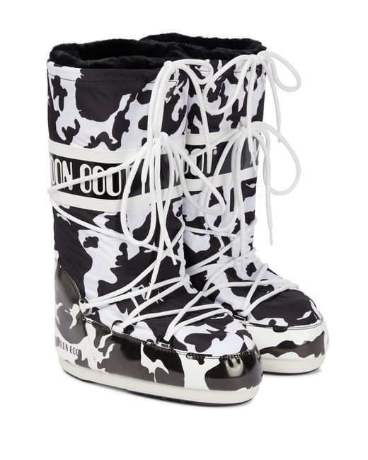black and white moon boots