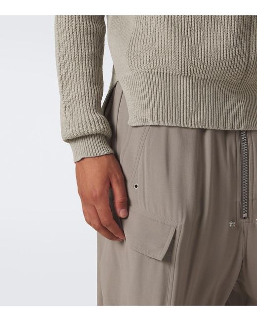 Rick Owens Gray Ribbed-Knit Virgin Wool Sweater for men