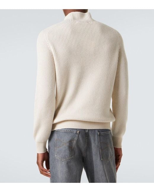 Brunello Cucinelli White Cashmere Sweater for men