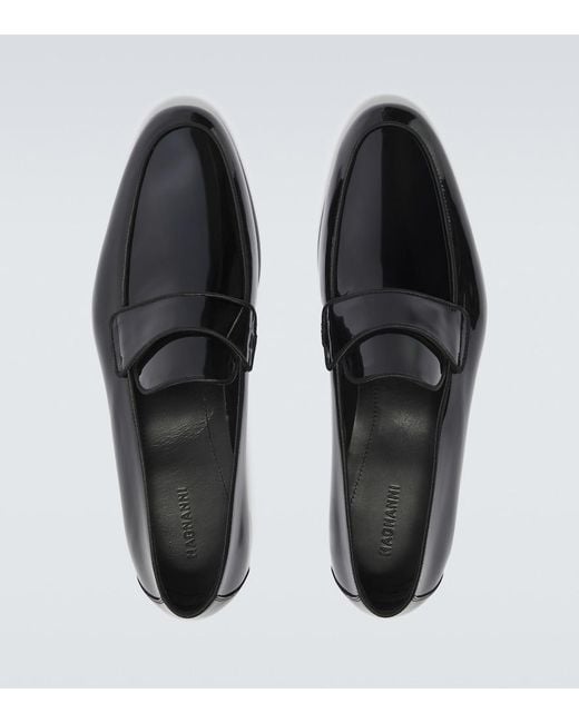 Magnanni Shoes Black Patent Leather Loafers for men