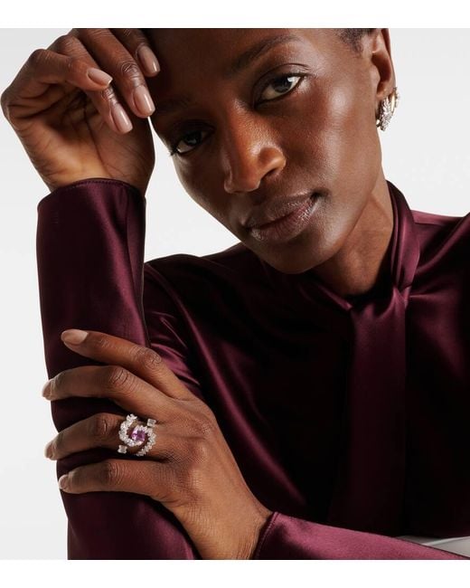 YEPREM White Reign Supreme 18Kt Ring With Diamonds And Sapphire