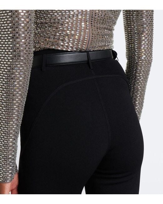 Self-Portrait Black Belted Knitted Capri Pants
