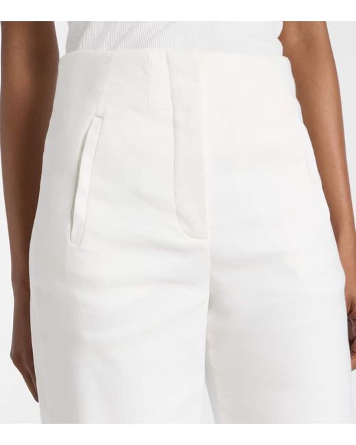 Veronica Beard White Jude Linen-Blend Wide-Leg Pants