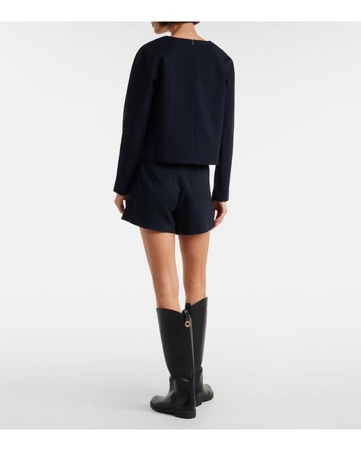 Max Mara Blue Girello Wool And Cotton-Blend Top