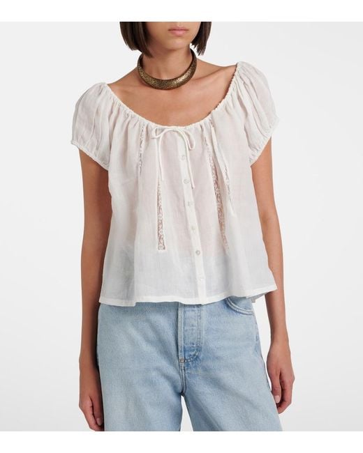 Citizens of Humanity White Tatev Lace-Trimmed Top