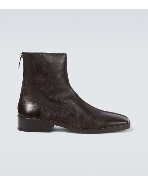 Lemaire Brown Leather Ankle Boots for men