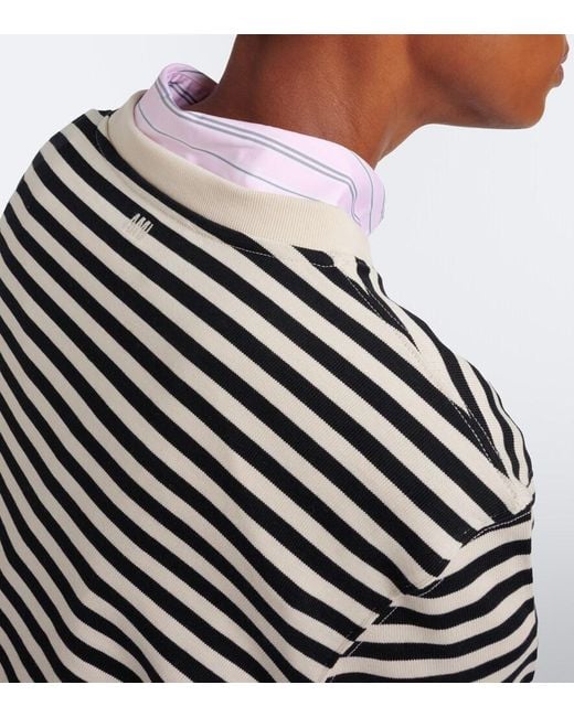 AMI Black Ami De Coeur Striped Cotton T-Shirt