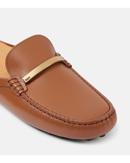 Tod's Brown Gommino Leather Mules