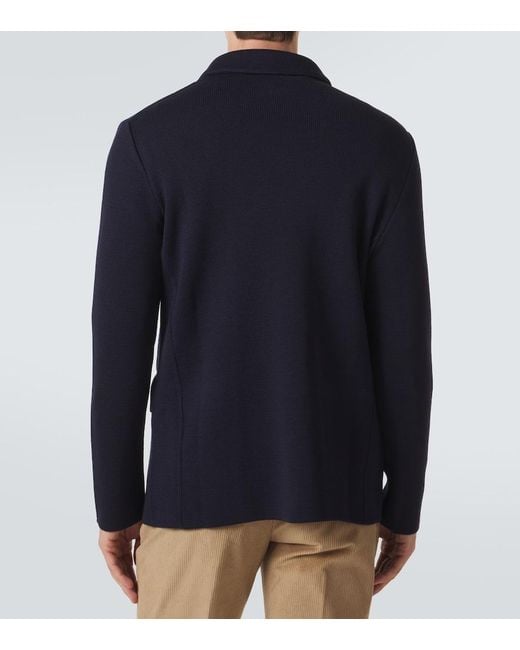 Lardini Blue Double-Breasted Virgin Wool Blazer for men