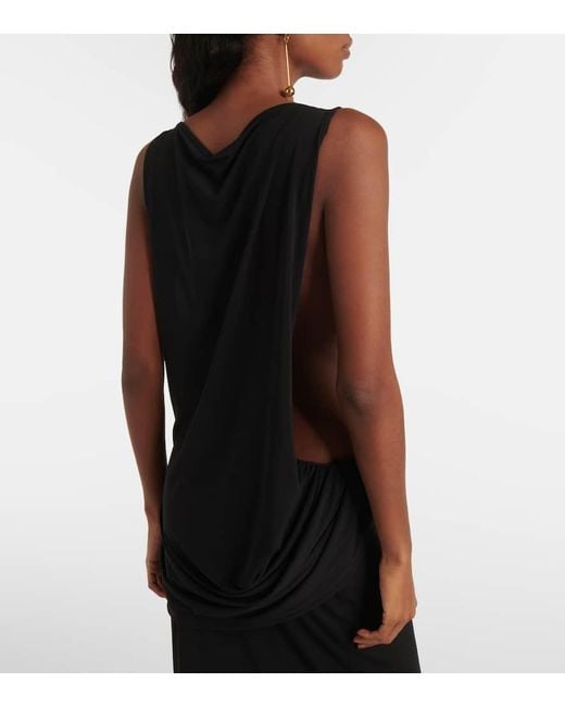Jacquemus Black Peplo Draped Jersey Maxi Dress