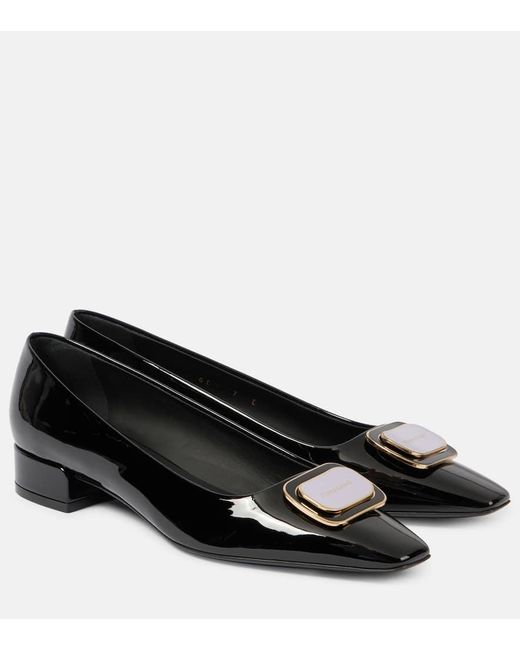 Ferragamo Black Venera Patent Leather Ballet Flats