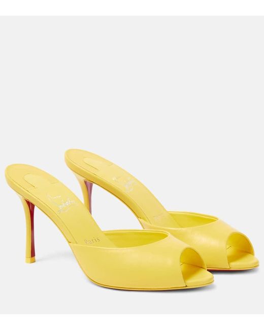 Christian Louboutin Yellow Me Dolly 85 Leather Mules
