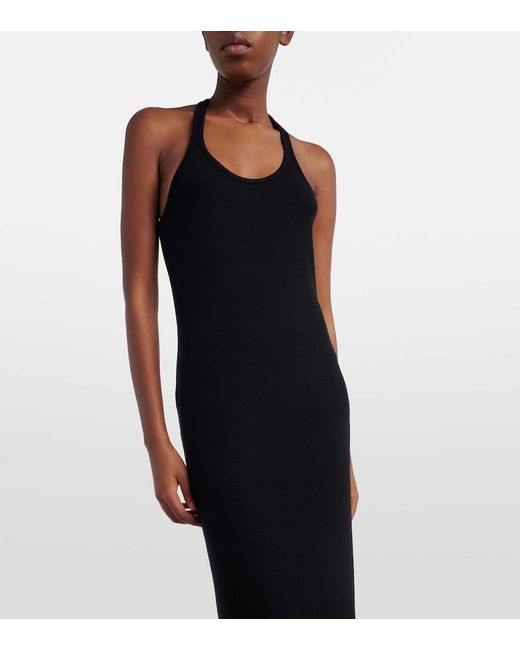 Tom Ford Black Ribbed-Knit Halterneck Jersey Maxi Dress