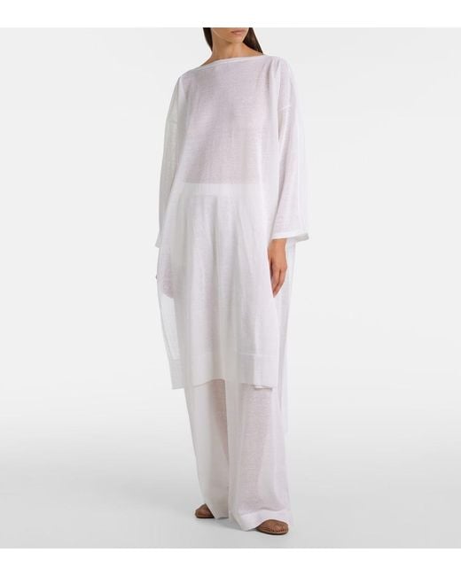 Alaïa White Linen And Silk Wide-Leg Pants