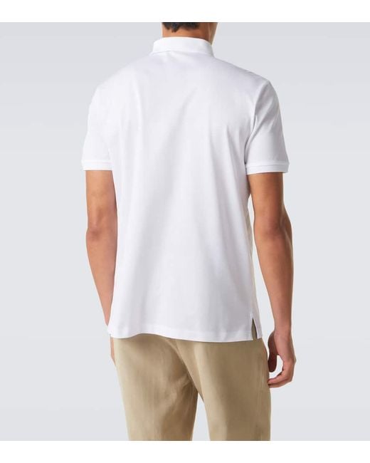Ralph Lauren White Cotton Pique Polo Shirt for men