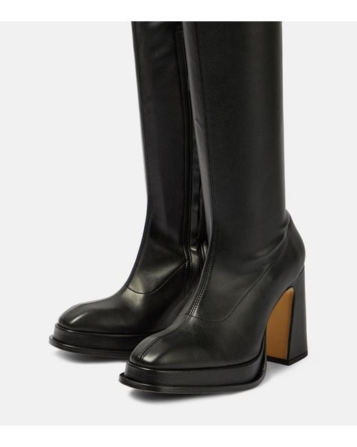 Souliers Martinez Black Velvet 100 Over-The-Knee Boots