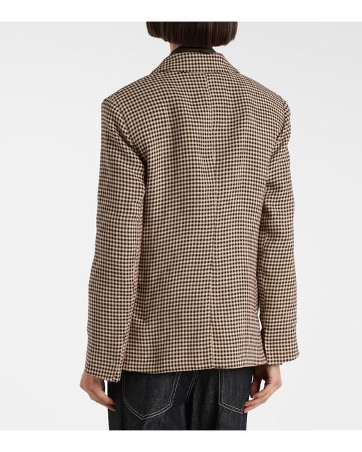 Max Mara Brown Max Mara Gita Checked Linen Blazer
