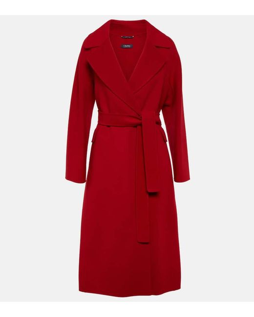 Max Mara Red Zenith Belted Virgin Wool Coat