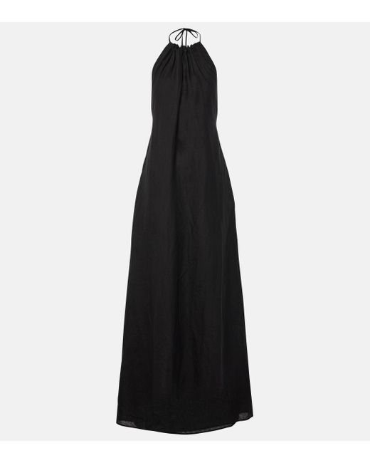 Nili Lotan Black Lelia Halterneck Linen Maxi Dress