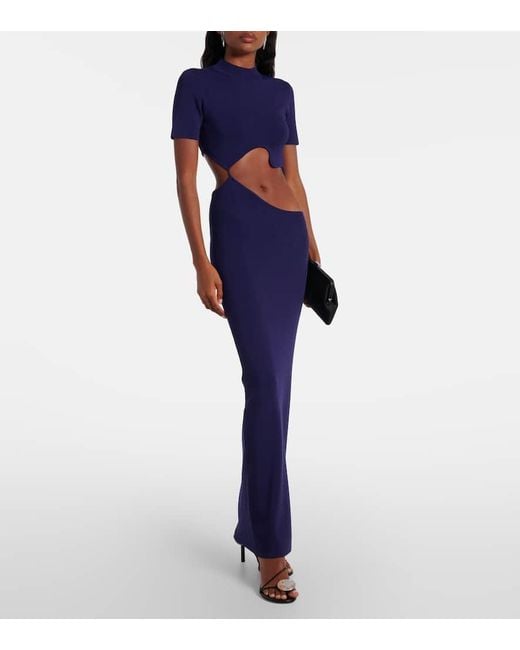 Abito Lungo Lattice Separation Con Cut-Out di Christopher Esber in Blue