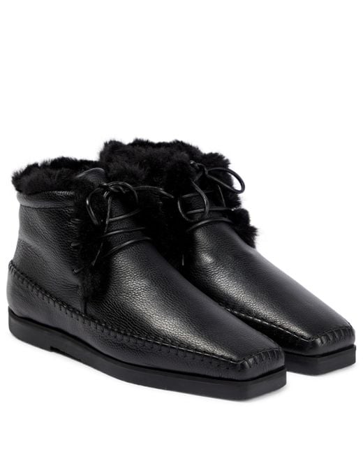 Totême Hightop Leather Moccasins in Black Lyst UK